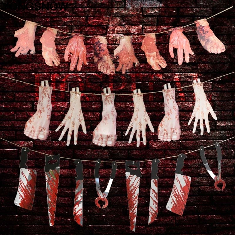 1Set Horror Creepy Hanging Hand Scary Limbs Arms Bloody Paper Garland Banner DIY Halloween Decoration Prop Party Supplies Favors
1Set Horror Creepy Hanging Hand Scary Limbs Arms Bloody Paper Garland Banner DIY Halloween Decoration Prop Party Supplies Favors