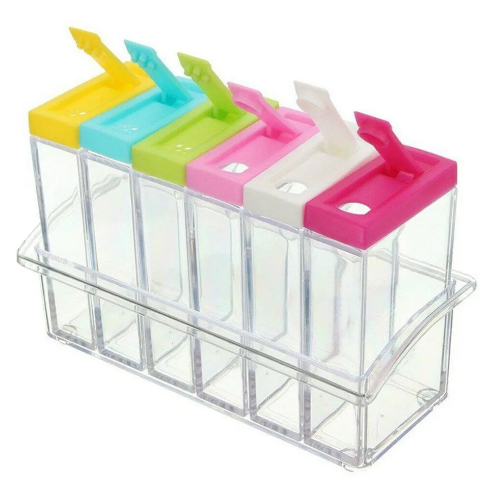 Set of 6 Spice Shaker Seasoning Bottle Jar Condiment Storage Container with Tray for Salt Sugar Cruet, Color Random Delivery
Set of 6 Spice Shaker Seasoning Bottle Jar Condiment Storage Container with Tray for Salt Sugar Cruet, Color Random Delivery