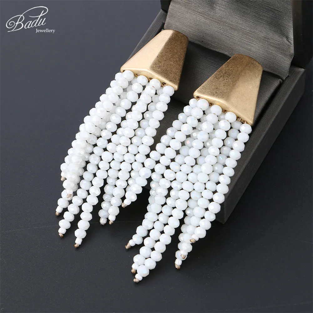 Badu White Crystal Fringes Earring Long Bohemian Tassels Stud Earrings for Women Party Jewelry Gift for Girls Wholesale
Badu White Crystal Fringes Earring Long Bohemian Tassels Stud Earrings for Women Party Jewelry Gift for Girls Wholesale