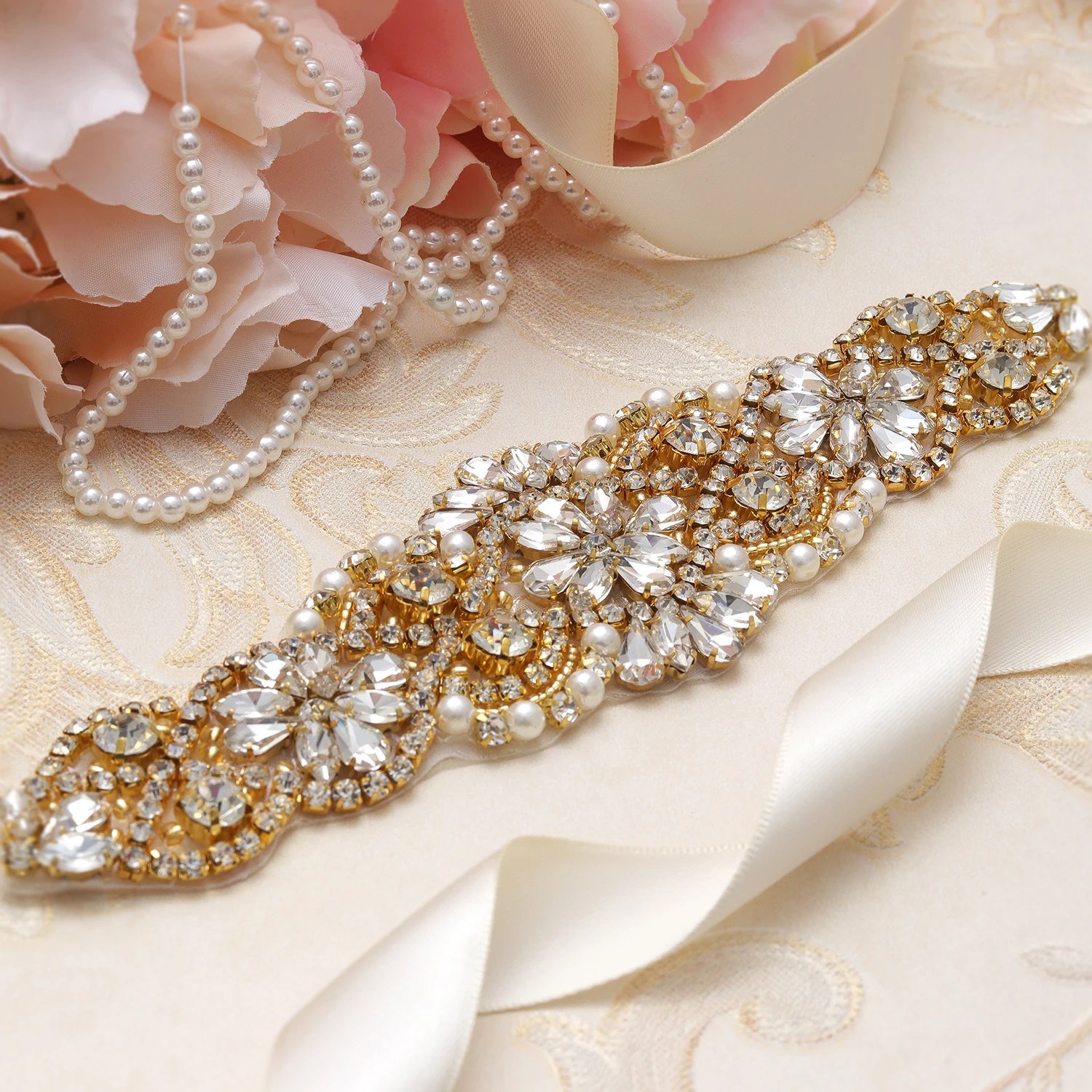 MissRDress Diamond Wedding Belt Handmade Crystal Bridal Belt Gold Rhinestones Pearls Bridal Sash For Wedding Party Dresses JK837
MissRDress Diamond Wedding Belt Handmade Crystal Bridal Belt Gold Rhinestones Pearls Bridal Sash For Wedding Party Dresses JK837
