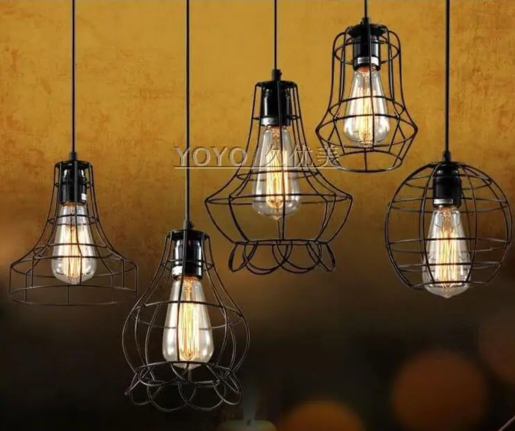 LOFT lamp Vintage pendant light LED light balck iron metal cage lampshade warehouse style lighting light fixture
LOFT lamp Vintage pendant light LED light balck iron metal cage lampshade warehouse style lighting light fixture