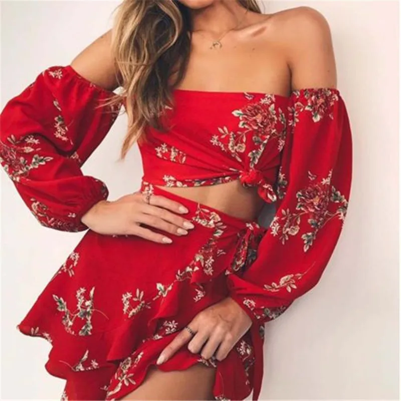 Fashion Women Ladies Off Shoulder Cotton Floral Casual Beach Two Piece Crop Top+ Skirt Sets Women Clothes
Fashion Women Ladies Off Shoulder Cotton Floral Casual Beach Two Piece Crop Top+ Skirt Sets Women Clothes