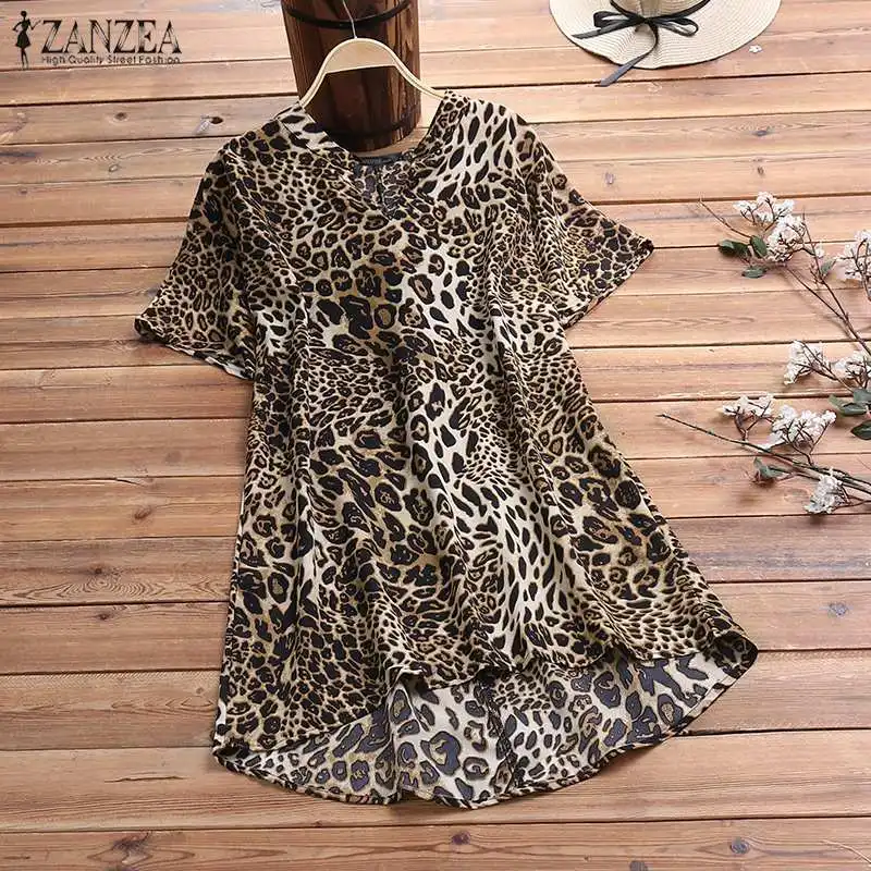 ZANZEA Women Sexy Leopard Print Blouse 2019 Summer Casual Short Sleeve Shirt High Low Blusas Ladies Loose Tunic Tops Plus Size
ZANZEA Women Sexy Leopard Print Blouse 2019 Summer Casual Short Sleeve Shirt High Low Blusas Ladies Loose Tunic Tops Plus Size
