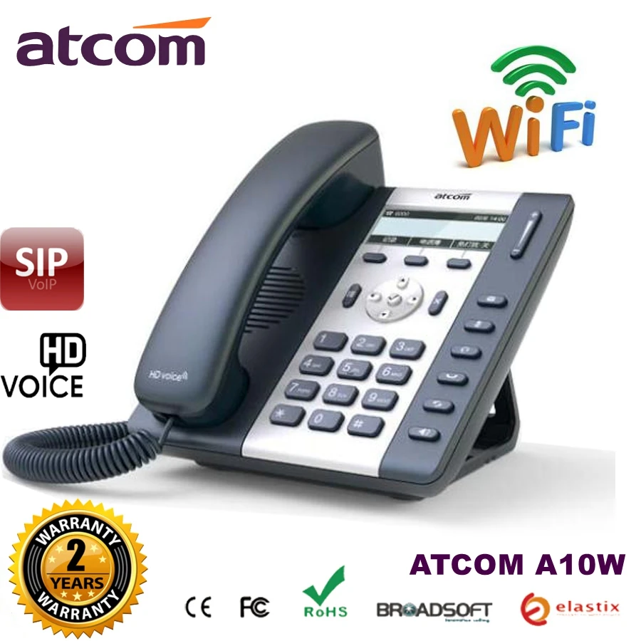 ATCOM A10W 1 SIP VoIP WIFI Phone Entry-level business wireless IP telephone for SOHO office 
ATCOM A10W 1 SIP VoIP WIFI Phone Entry-level business wireless IP telephone for SOHO office
