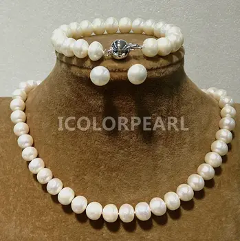 9-10mm Shiny Flat Round Natural White Freshwater Pearl Set(Necklace+Bracelet+Earrings).Simple Magnet Clasp For
9-10mm Shiny Flat Round Natural White Freshwater Pearl Set(Necklace+Bracelet+Earrings).Simple Magnet Clasp For