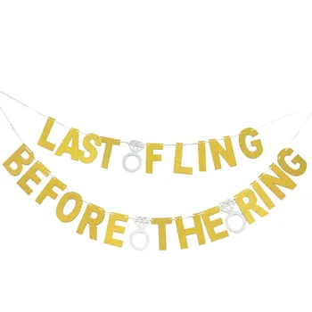 Giltter Gold Last Fling Before The Ring Banner for Funny Bachelorette Party Sign Bridal Shower Wedding Decorations
Giltter Gold Last Fling Before The Ring Banner for Funny Bachelorette Party Sign Bridal Shower Wedding Decorations