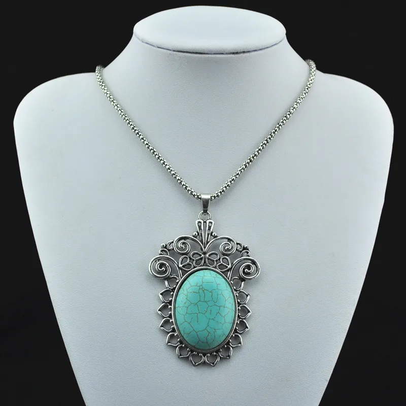 

FC35-10-Green stoneStone Natural Stone Necklace Pendant Jewlery Women ,Vintage Look,Tibet Alloy, free shipping, wholesaler