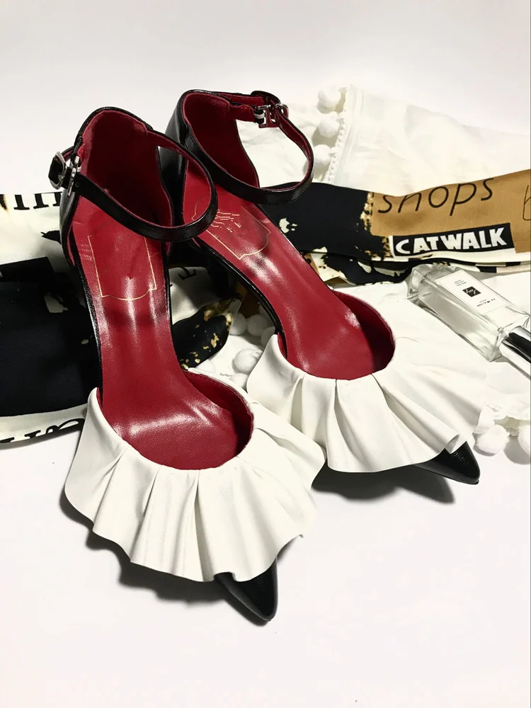 Spring Autumn Women Pumps Ruffles Decor Mixed Color Buckle Design Woman Gladiator Pointed Toe Stiletto Women Sapato Feminino
Spring Autumn Women Pumps Ruffles Decor Mixed Color Buckle Design Woman Gladiator Pointed Toe Stiletto Women Sapato Feminino