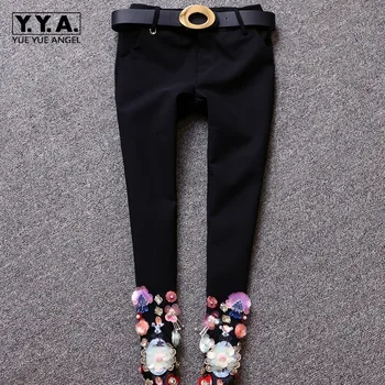 Top Quality Sequins Floral Embrodiered Flares Diamonds Women Suit Pants Fashion Sashes Slim Fit Ankle Length Female Pencil Pants
Top Quality Sequins Floral Embrodiered Flares Diamonds Women Suit Pants Fashion Sashes Slim Fit Ankle Length Female Pencil Pants