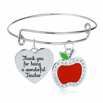 12PC/Lot Teachers Bracelets Jewelry Apple Heart Charms Thank You For Being A Wonderful Teacher Bangle Gifts For Teacher's Day
12PC/Lot Teachers Bracelets Jewelry Apple Heart Charms Thank You For Being A Wonderful Teacher Bangle Gifts For Teacher's Day