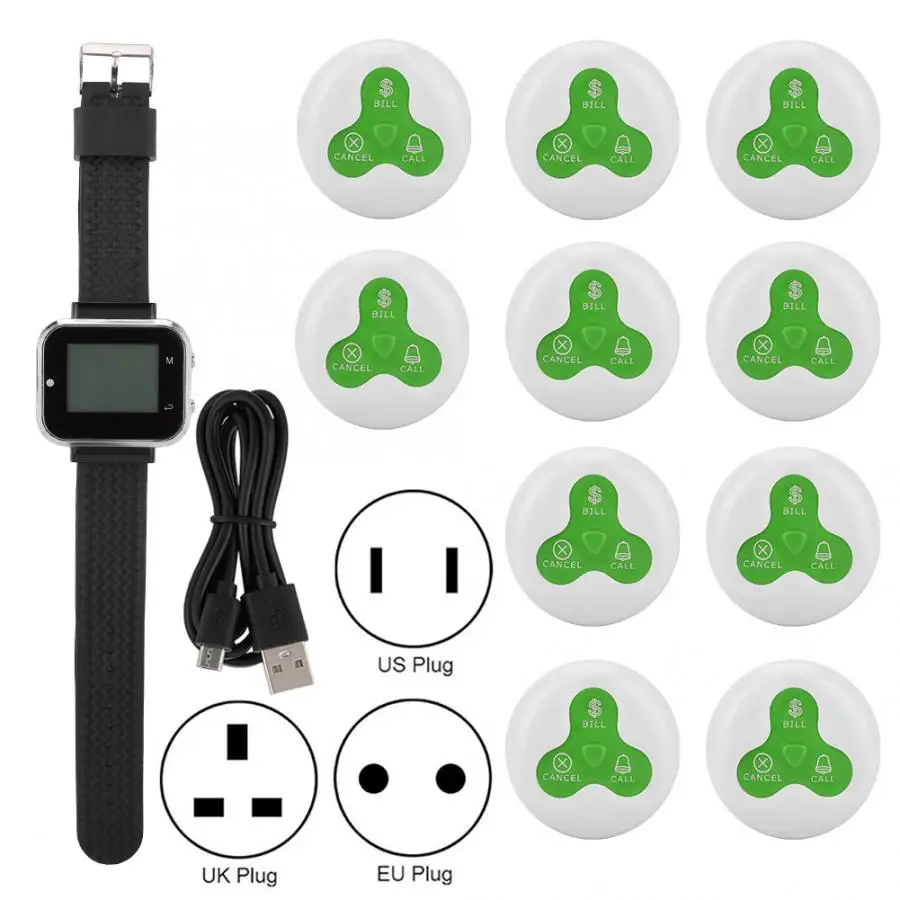 Pagers Wireless Mobile Wristwatch Receiver+10*Green White Pager Transmitter(Model
Pagers Wireless Mobile Wristwatch Receiver+10*Green White Pager Transmitter(Model