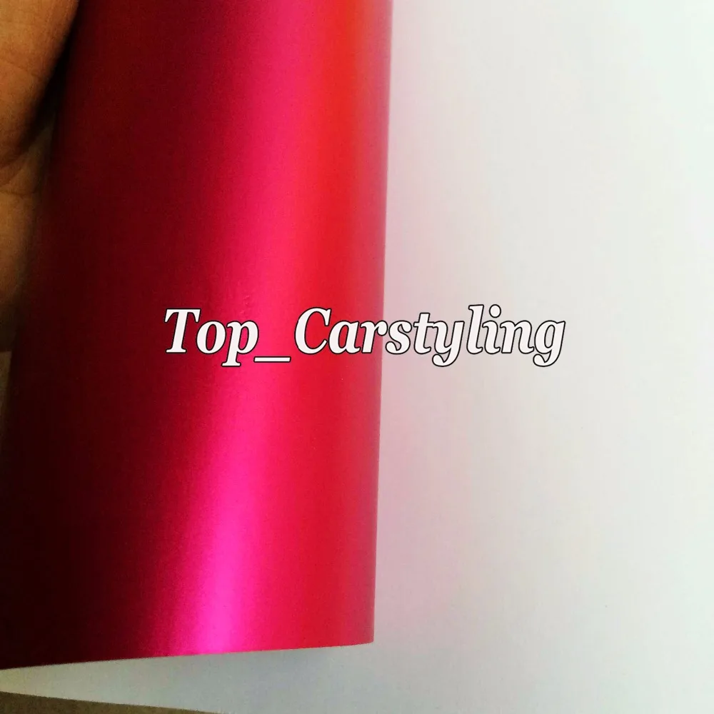 satin chrome matt hot pink rose red car wrapping film (4)