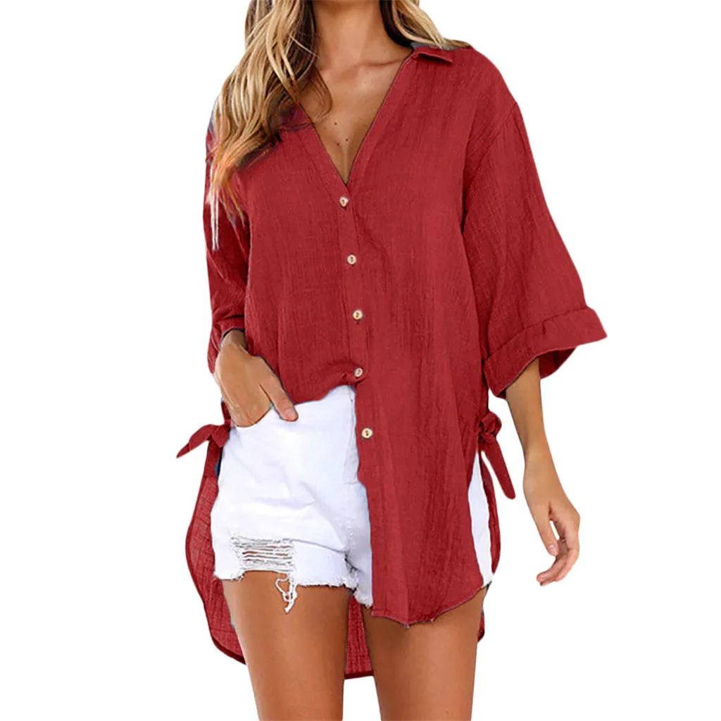 Womens Tops And Blouses Loose Button Long Shirt Cotton Ladies Tops Shirt Blouse summer camisa feminina Blusa Feminina Plus size
Womens Tops And Blouses Loose Button Long Shirt Cotton Ladies Tops Shirt Blouse summer camisa feminina Blusa Feminina Plus size