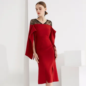 Hot Sale Fashion Red Dress Sexy Women V-neck Lace Butterfly Sleeve Elegant evening Party Celebrity Body Con Dresses Wholesale
Hot Sale Fashion Red Dress Sexy Women V-neck Lace Butterfly Sleeve Elegant evening Party Celebrity Body Con Dresses Wholesale