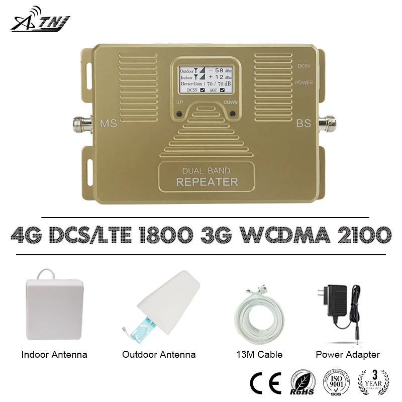 ATNJ 2G 3G 4G Signal Repeater 3G WCDMA 2100 4G LTE 1800 Mobile Amplifier 70dB Gain UMTS 4G LTE Booster Band1 B3 With LCD Display
ATNJ 2G 3G 4G Signal Repeater 3G WCDMA 2100 4G LTE 1800 Mobile Amplifier 70dB Gain UMTS 4G LTE Booster Band1 B3 With LCD Display