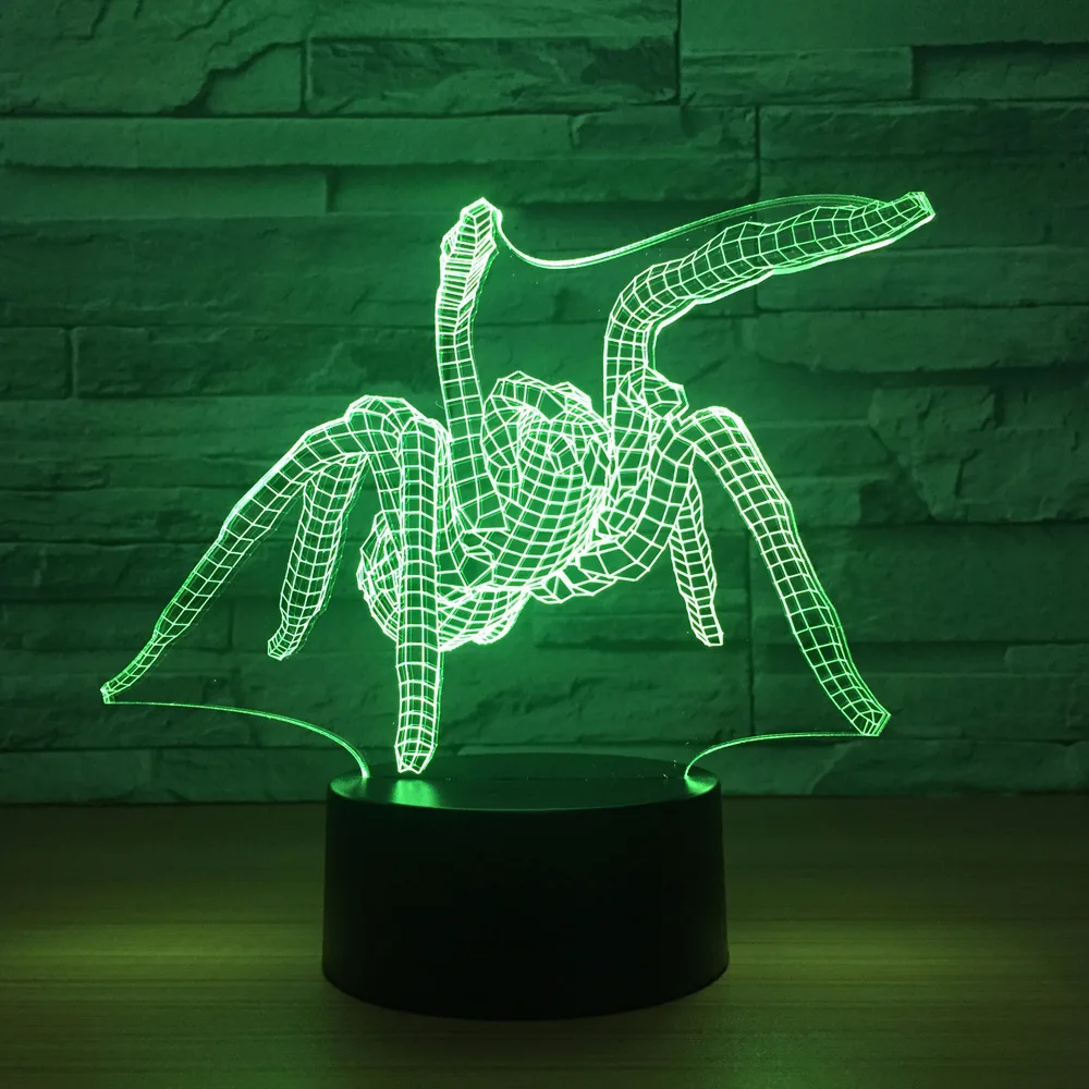 

Spider Acrylic Creative USB Bedside Lamp 3D Night light Touch Control Night light luminaria luminaria de mesa Drop Shipping