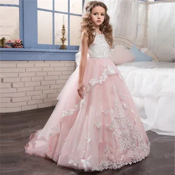 2019 New Pink Flower Girl Dress Tulle Lace 3D Handmade Butterfly Girls First Communion Dresses Birthday Gown Vestidos Longo
2019 New Pink Flower Girl Dress Tulle Lace 3D Handmade Butterfly Girls First Communion Dresses Birthday Gown Vestidos Longo