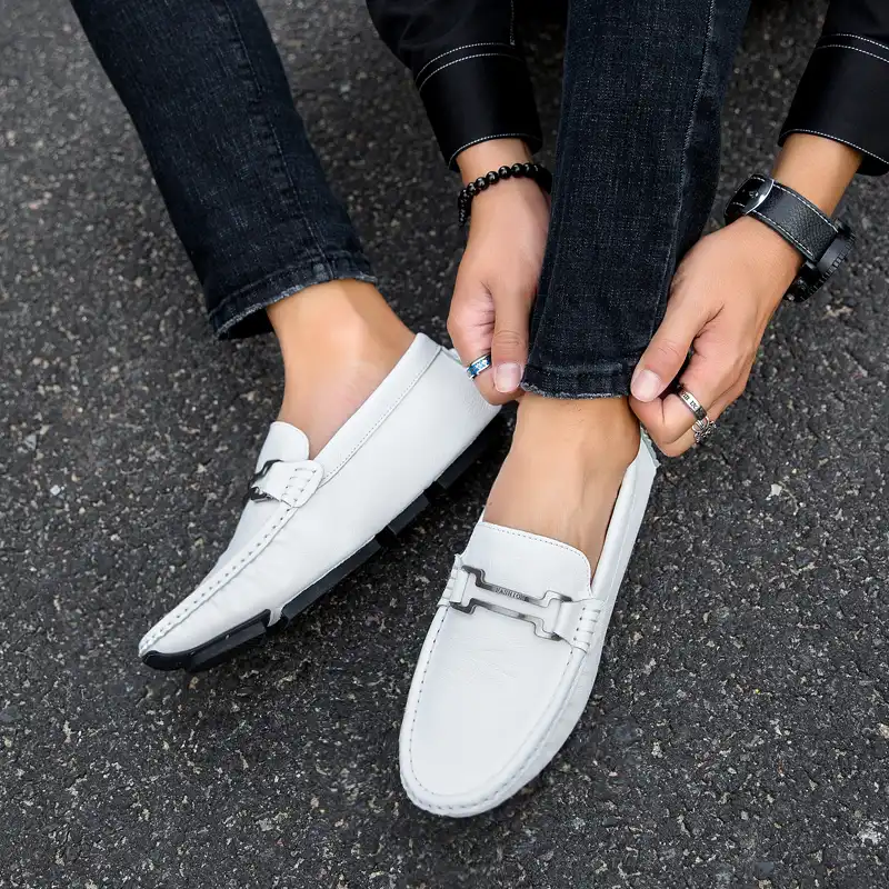 mens white leather moccasins