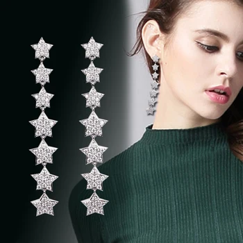 LXOEN Brand Luxury Star Women Drop Earrings WIth Starfish Zircon Long Earrings For Party Long Earings Gift Pendientes Jewelry
LXOEN Brand Luxury Star Women Drop Earrings WIth Starfish Zircon Long Earrings For Party Long Earings Gift Pendientes Jewelry