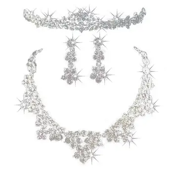 Crystal Womens Wedding Jewelry Set Elegant Shiny Rhinestone Bridal Earrings Necklace Alloy Crown Flower Jewelry Sets
Crystal Womens Wedding Jewelry Set Elegant Shiny Rhinestone Bridal Earrings Necklace Alloy Crown Flower Jewelry Sets