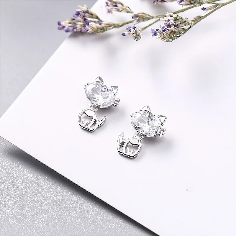 Gemei 100% 925 Sterling Silver Cubic Zirconia Cute Cat Drop Earrings For Women Simple Personality Fashion Party Jewelry
Gemei 100% 925 Sterling Silver Cubic Zirconia Cute Cat Drop Earrings For Women Simple Personality Fashion Party Jewelry