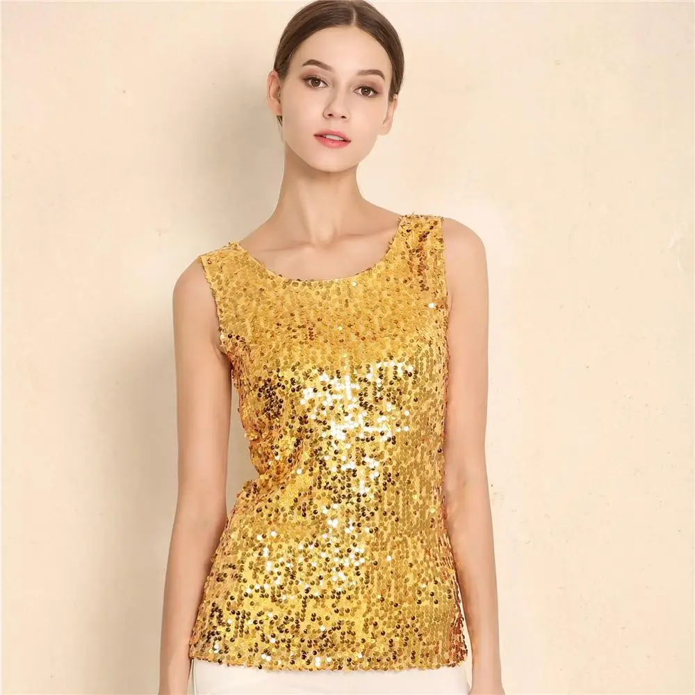 Camisole female 2019 summer Europe and the United States foreign trade large size women's wild round neck sequin camisole trend
Camisole female 2019 summer Europe and the United States foreign trade large size women's wild round neck sequin camisole trend