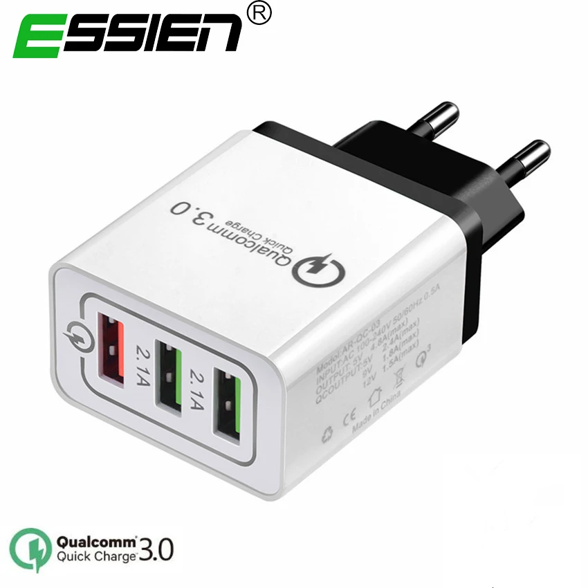 Quick Charge 3.0 USB Charger Portable Travel 18W 3 Ports QC2.0 Fast Charge Adapter For Samsung iPhone Xiaomi EU/US Phone Charger
Quick Charge 3.0 USB Charger Portable Travel 18W 3 Ports QC2.0 Fast Charge Adapter For Samsung iPhone Xiaomi EU/US Phone Charger