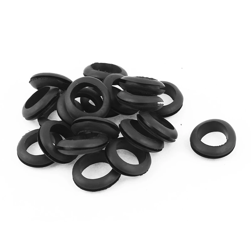 20 Pieces Black Rubber Electric Round Wire Grommet Gasket