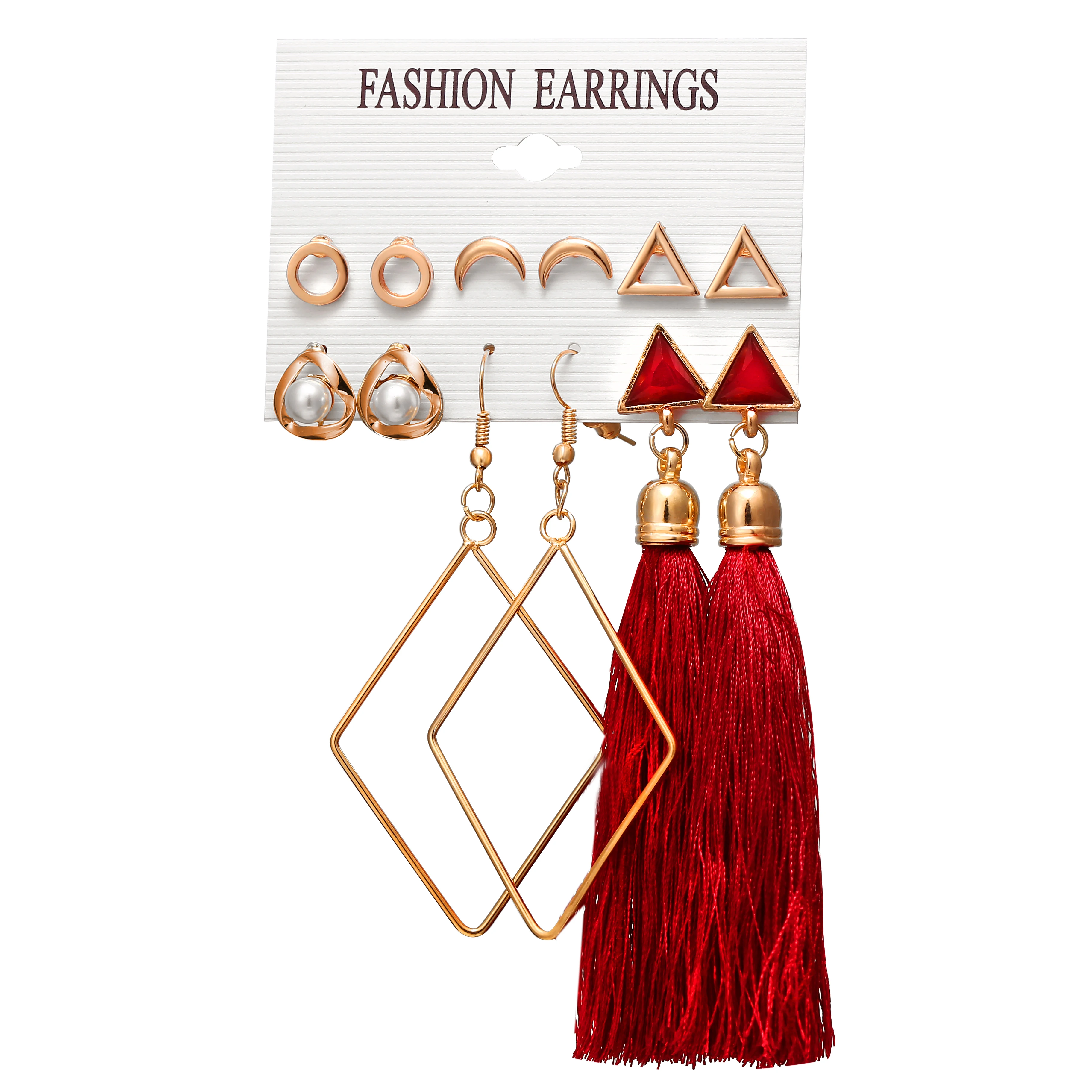 6 Pairs/a lot Fashion Geometric Earring Long Red Tassel Drop Earrings Set for Women Trendy Dangle Brincos Female Party Jewelry
6 Pairs/a lot Fashion Geometric Earring Long Red Tassel Drop Earrings Set for Women Trendy Dangle Brincos Female Party Jewelry
