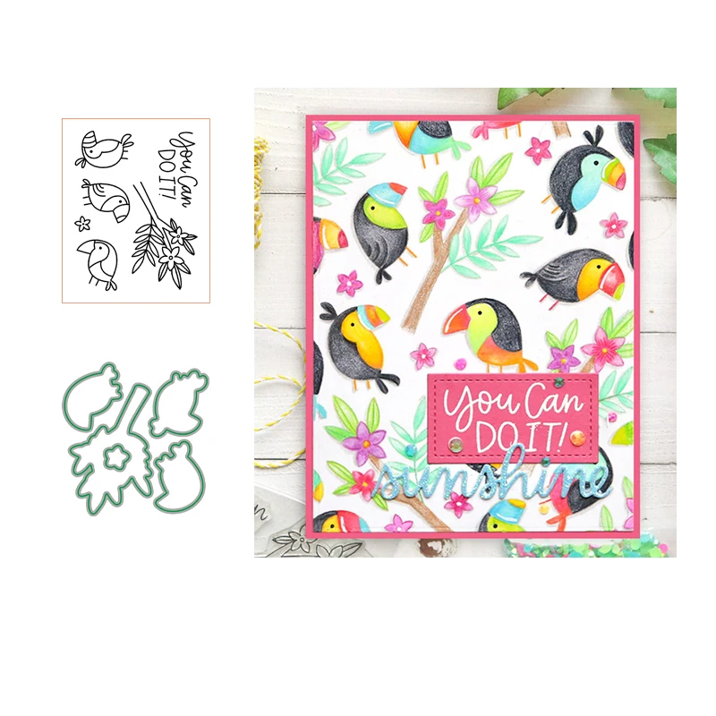 Tropical toucans Clear Stamp and Metal Cutting Dies for DIY Die Scrapbooking photo album Card Making Decoration Supplies 2019
Tropical toucans Clear Stamp and Metal Cutting Dies for DIY Die Scrapbooking photo album Card Making Decoration Supplies 2019