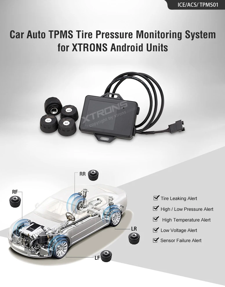 TPMS05 Car Tire Pressure Monitoring System 4 Interior Sensors For XTRONS Android