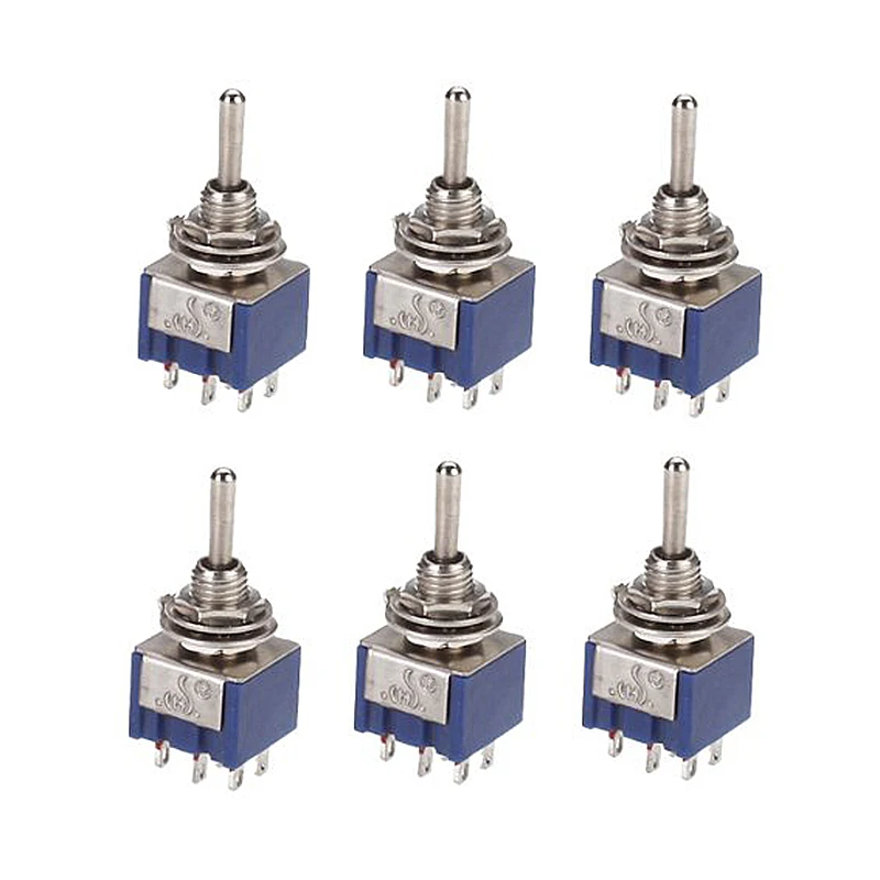 6 pieces On-off-on 3-way mini Toggle switch 6 pin 6A 125VAC 
6 pieces On-off-on 3-way mini Toggle switch 6 pin 6A 125VAC