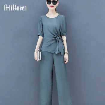2 Piece Set 2019 Summer Cool Solid Loose Blouse Top Sashes + Wide-legged Pants Loose Two Piece Set Women Cool 2 Piece Set Women
2 Piece Set 2019 Summer Cool Solid Loose Blouse Top Sashes + Wide-legged Pants Loose Two Piece Set Women Cool 2 Piece Set Women