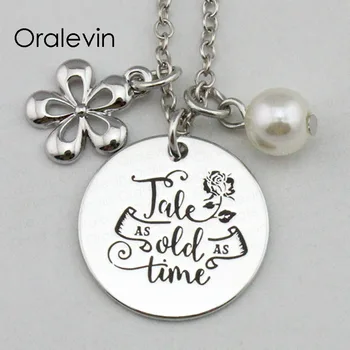 TALE AS OLD AS TIME Inspirational Hand Stamped Engraved Custom Pendant Decoration Costume Necklace Jewelry,10Pcs/Lot, #LN2319 
TALE AS OLD AS TIME Inspirational Hand Stamped Engraved Custom Pendant Decoration Costume Necklace Jewelry,10Pcs/Lot, #LN2319