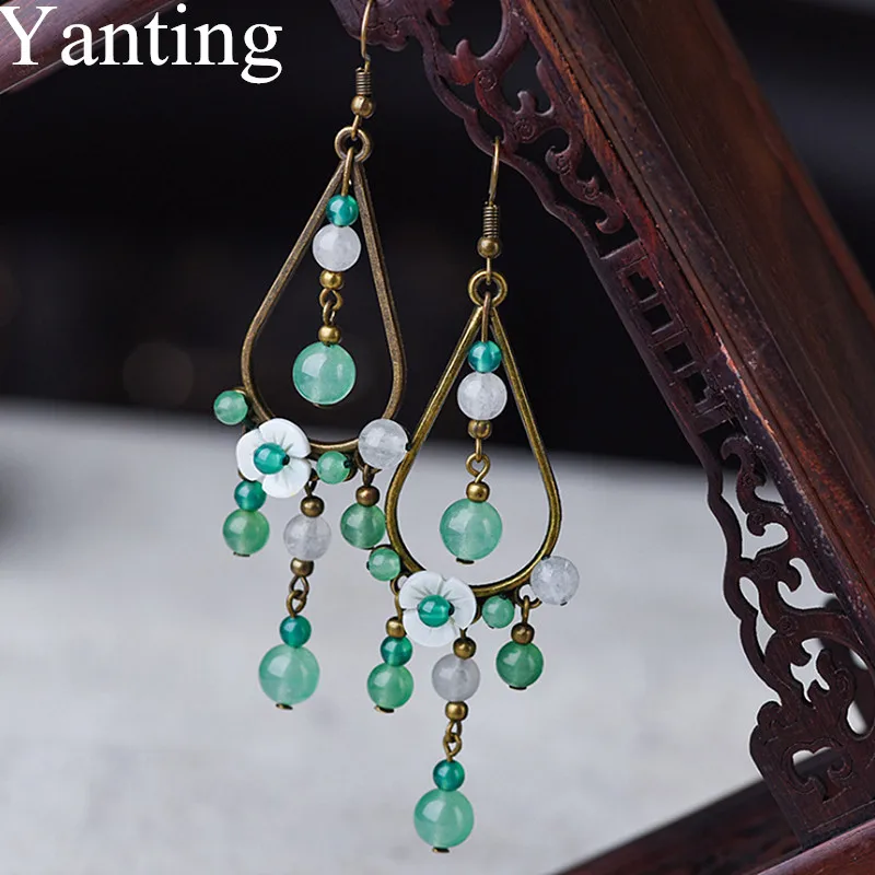 Yanting Long Water Drop Earrings For Women Girls Natural Aventurine Stone Vintage Earring Shell Flower Ethnic Earings 0425
Yanting Long Water Drop Earrings For Women Girls Natural Aventurine Stone Vintage Earring Shell Flower Ethnic Earings 0425