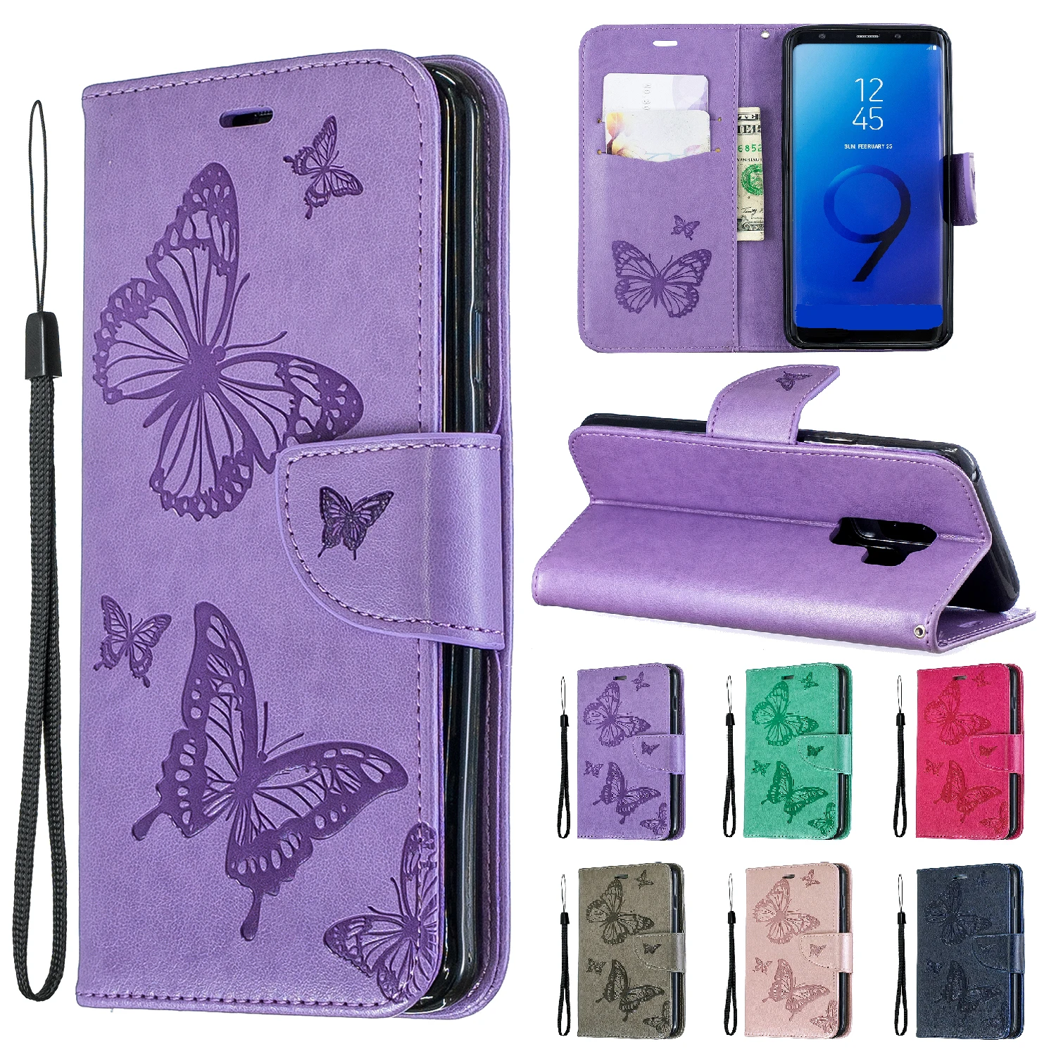 Luxury flip wallet cover for Samsung Galaxy A7 2018 A750 J4 J6 Plus A6 2018 solid color PU leather butterfly embossed phone case
Luxury flip wallet cover for Samsung Galaxy A7 2018 A750 J4 J6 Plus A6 2018 solid color PU leather butterfly embossed phone case