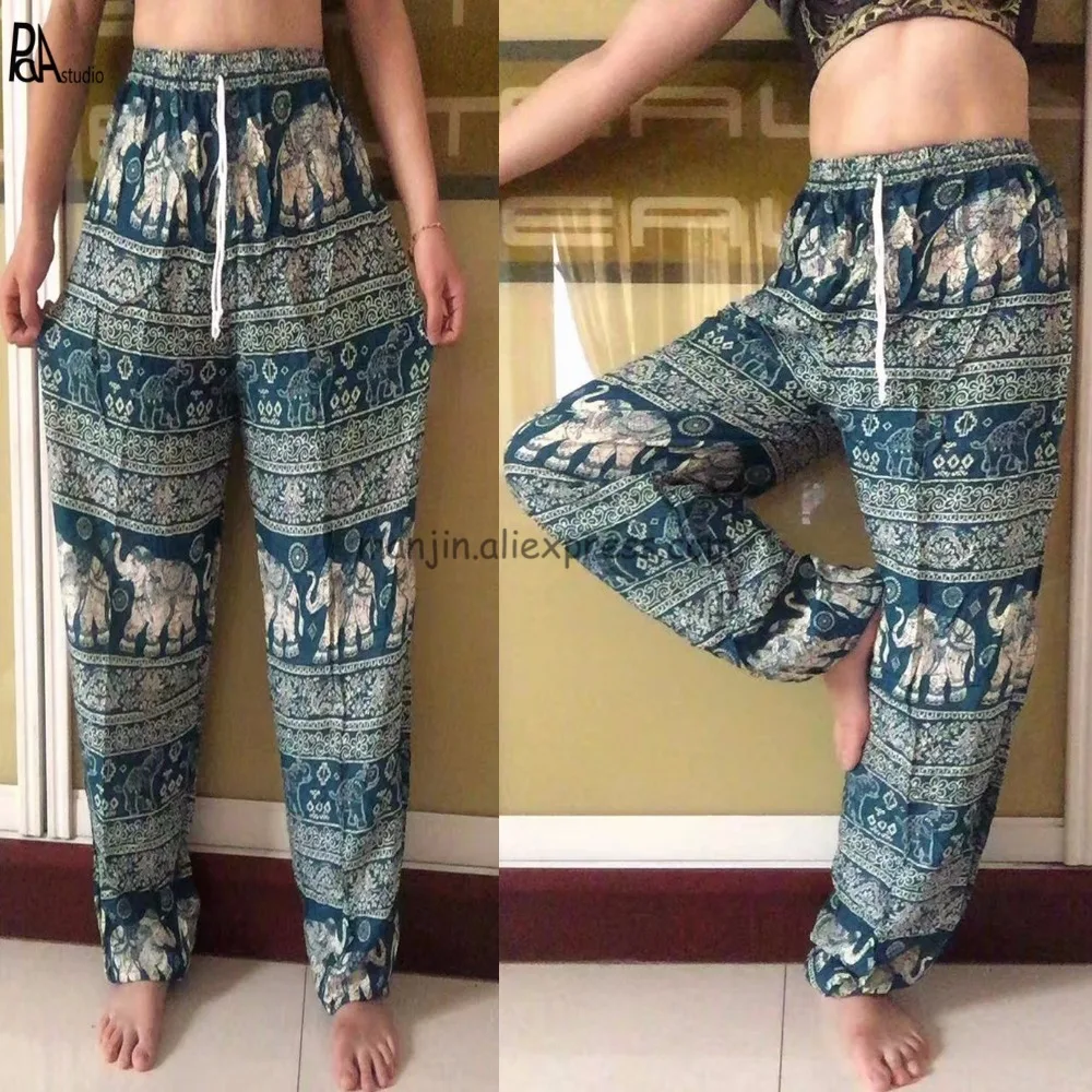 Indian Hippy Festival Beach Tapered Trousers One Size Elephant Pants Boho Pink