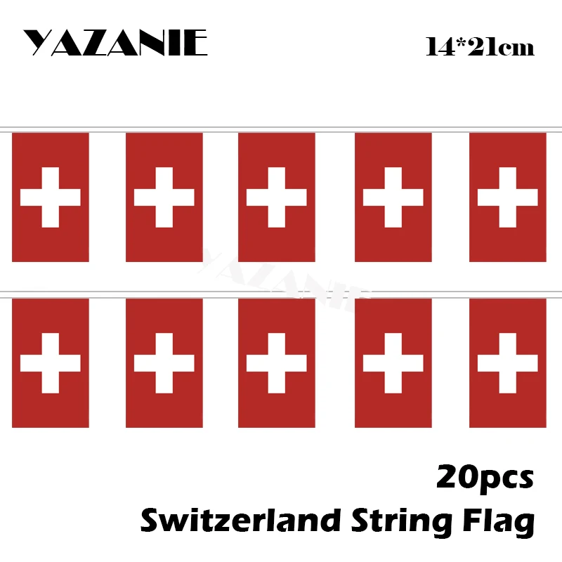 YAZANIE 14*21cm 20PCS 5 Meter Switzerland String Printed Flag National Flags and Banners Decoration Activity World Custom Flag
YAZANIE 14*21cm 20PCS 5 Meter Switzerland String Printed Flag National Flags and Banners Decoration Activity World Custom Flag
