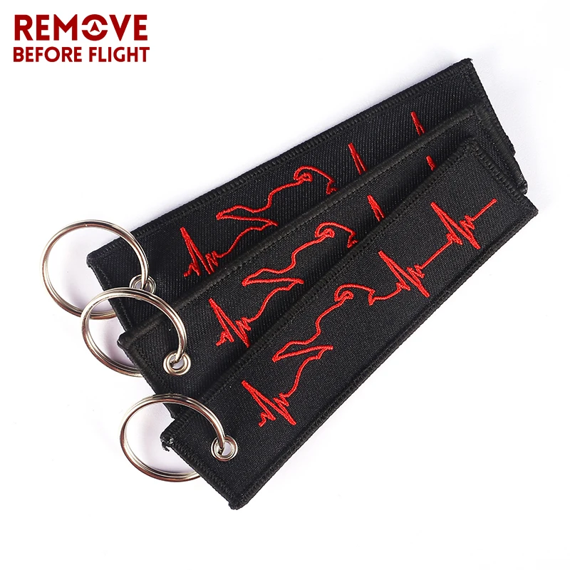 REMOVE BEFORE FLIGHT red line heartbeats motorcycle key chains for car chain keychain 4