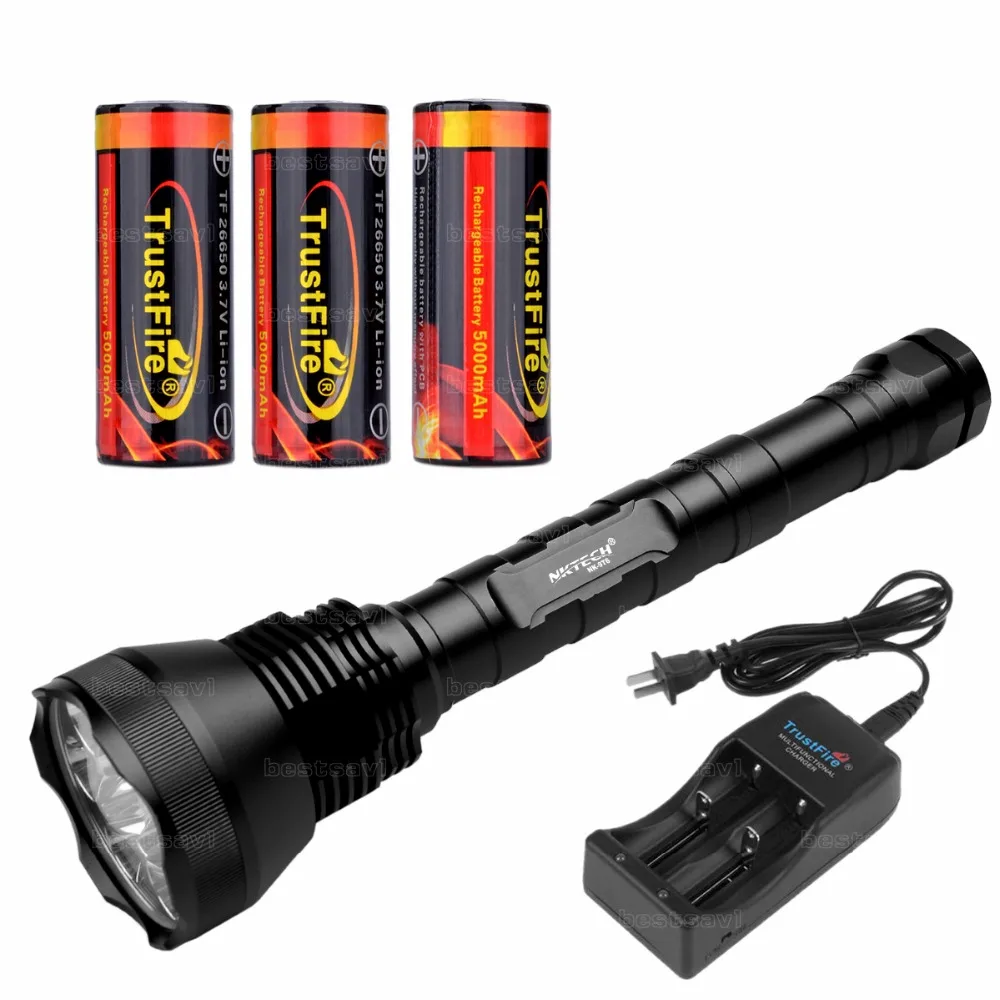 

NKTECH NK-9T6 9x Bulb LED Flashlight 11000 Lumens 5 Modes Flashlight Torch Fit and 3X TrustFire 26650 Battery + TR-006 Charger