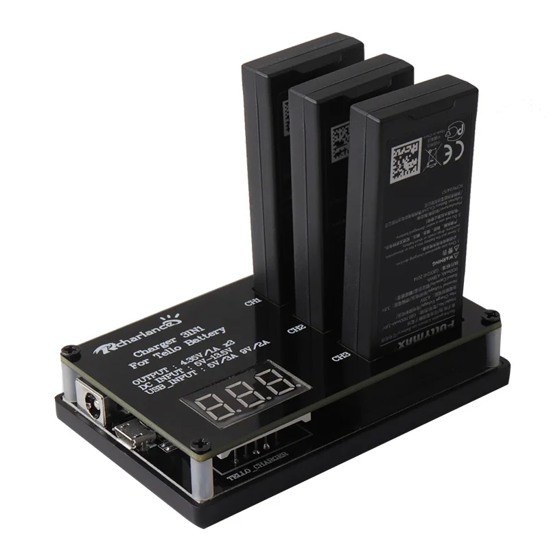 3-in-1 TELLO Battery Charger USB / DC Input Intelligent Charging Hub for TELLO EDU Mini Drone 1100mAh Intelligent Flight Battery
3-in-1 TELLO Battery Charger USB / DC Input Intelligent Charging Hub for TELLO EDU Mini Drone 1100mAh Intelligent Flight Battery