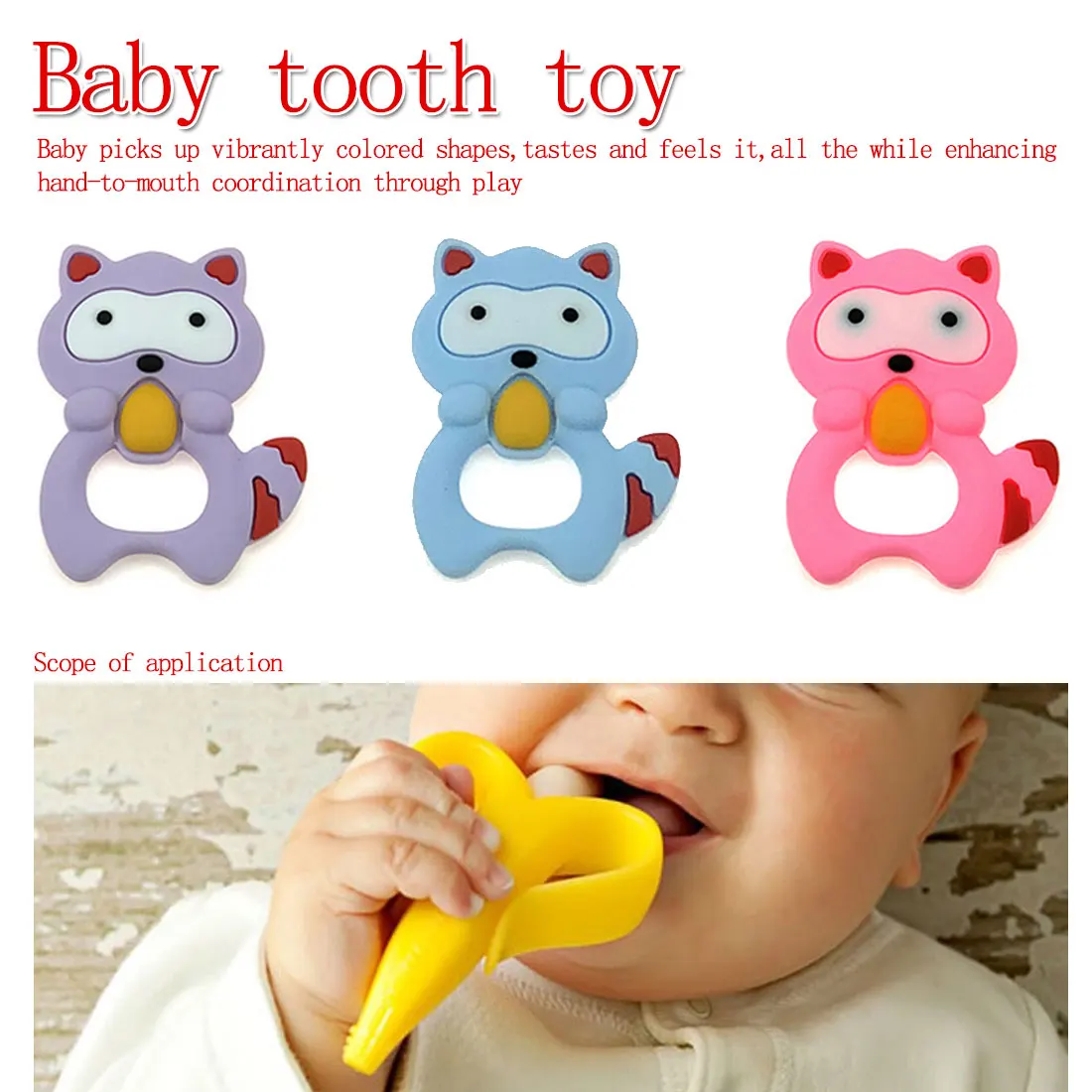 1 Pcs Raccoon Silicone Teether Baby Teething Toys Animal Shaped Comfort Chew Rubber Baby Shower Gift Food Grade Silicone
1 Pcs Raccoon Silicone Teether Baby Teething Toys Animal Shaped Comfort Chew Rubber Baby Shower Gift Food Grade Silicone