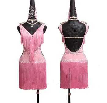 Sexy Tassel Lady Latin Dancing Dresses Pink Sparkly Rhinestone Fashion Women Adult Professional Tango Ballroom Dancing Skirts
Sexy Tassel Lady Latin Dancing Dresses Pink Sparkly Rhinestone Fashion Women Adult Professional Tango Ballroom Dancing Skirts