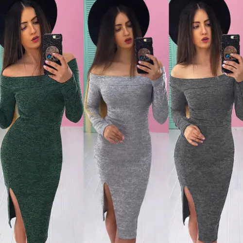 hirigin 2017 New Package hip Dress Slipt Side Three Color Fashion Slash Neck Long Sleeve Solid Clothing Slim Women Vestidos
hirigin 2017 New Package hip Dress Slipt Side Three Color Fashion Slash Neck Long Sleeve Solid Clothing Slim Women Vestidos