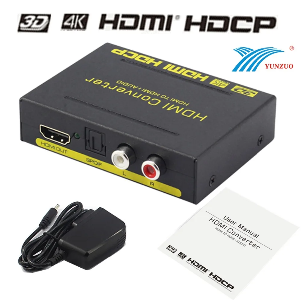 HDMI to HDMI+Audio Converter Audio Extractor (SPDIF+L/R) HDMI 1.4 Version HD Source 1080P 4Kx2K@30Hz L+R and SPDIF Audio Output
HDMI to HDMI+Audio Converter Audio Extractor (SPDIF+L/R) HDMI 1.4 Version HD Source 1080P 4Kx2K@30Hz L+R and SPDIF Audio Output