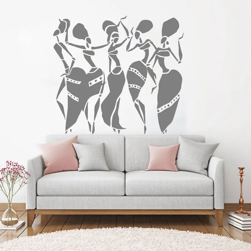 

African Women Wall Sticker African Dancers Art Abstract Wall Decal Africa Theme Home Interior Design Art Decal Waterproof AM02