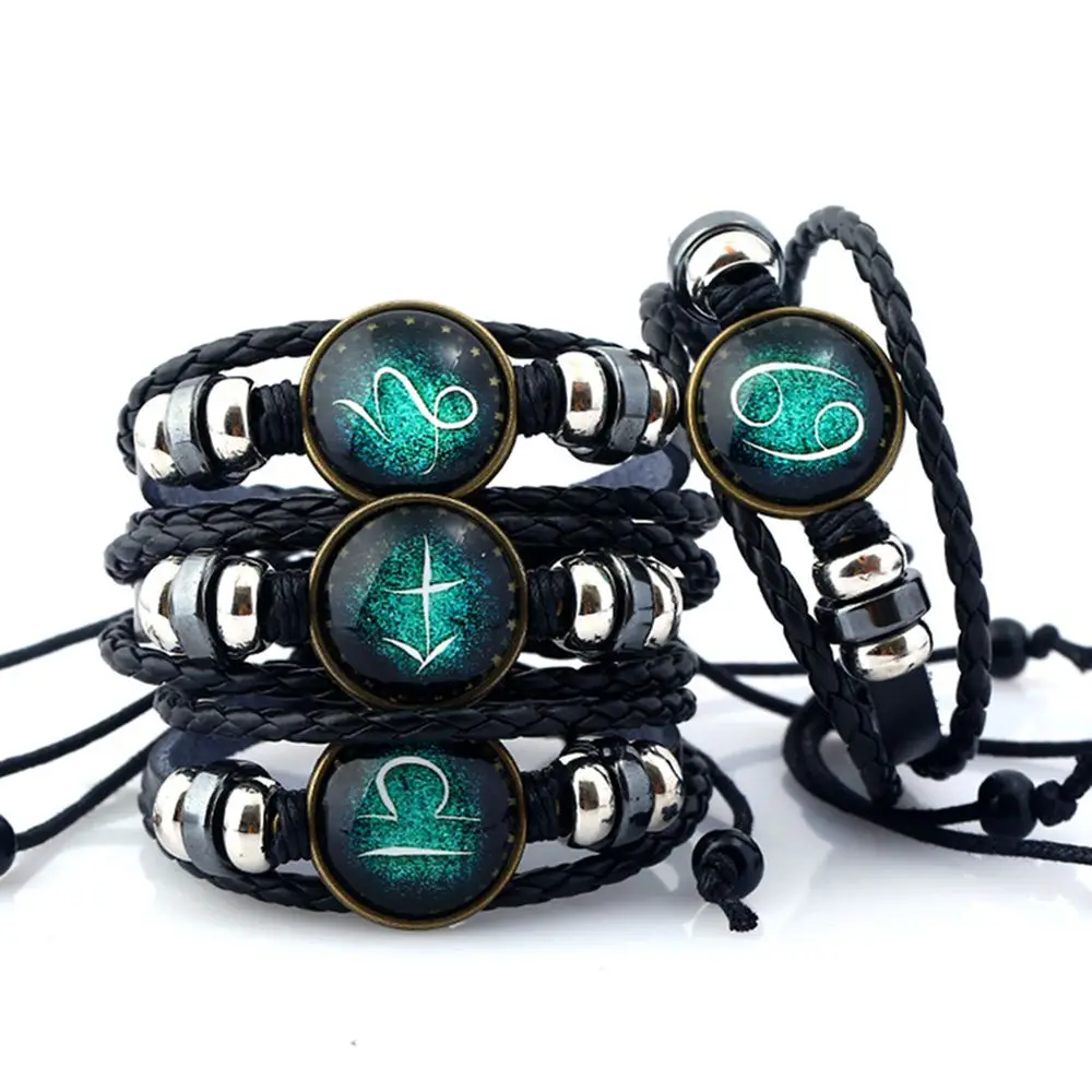 Hot 12 Constellations Handmade Leather Bracelet Zodiac Sign With Beads Bangle Bracelets For Men Boys Adjustable Fashion Jewelry
Hot 12 Constellations Handmade Leather Bracelet Zodiac Sign With Beads Bangle Bracelets For Men Boys Adjustable Fashion Jewelry