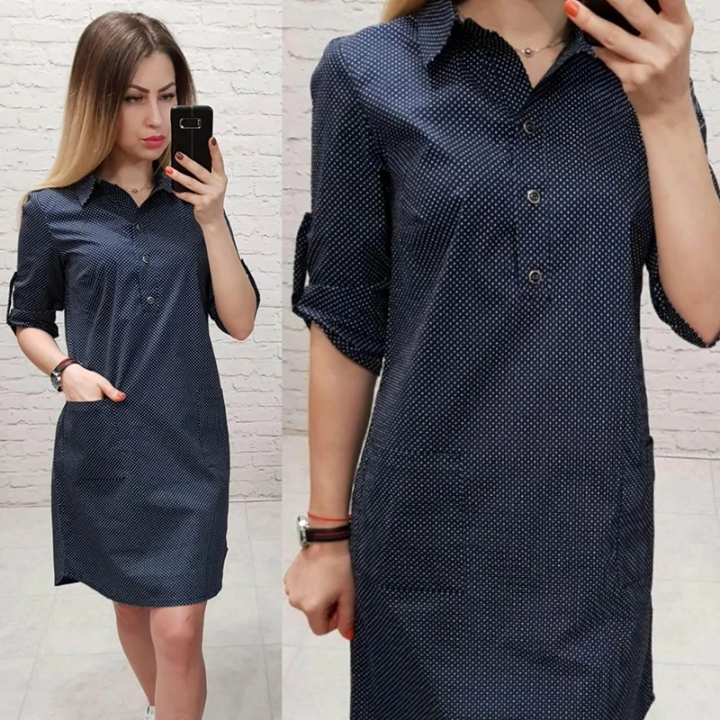 Women Pocket Casual Dot Print Shirt Dress Ladies Half Sleeve Turn Down Collar Office Lady Dress Elegant Women Mini Shirt Dress
Women Pocket Casual Dot Print Shirt Dress Ladies Half Sleeve Turn Down Collar Office Lady Dress Elegant Women Mini Shirt Dress