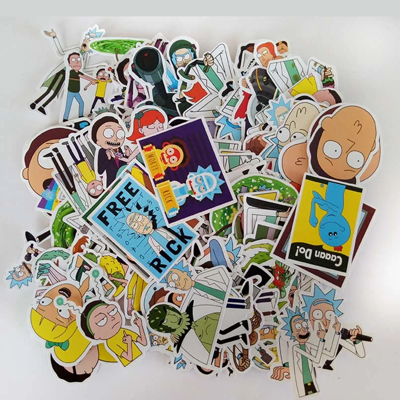 

100pcs/Pack Stickers Rick and Morty Stickers Anime Graffiti Skateboard Guitar Fridge Suitcase Phone Waterproof Kids Stickers Toy