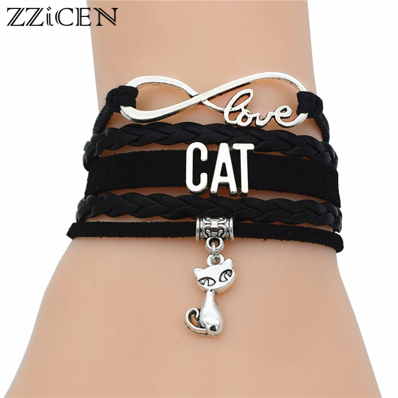 Handmade Infinity Love Cute Animal Pet Fashion Silver Cats Charms Pendant Leather CAT Bracelets Elegant Jewelry for Girl Friends
Handmade Infinity Love Cute Animal Pet Fashion Silver Cats Charms Pendant Leather CAT Bracelets Elegant Jewelry for Girl Friends